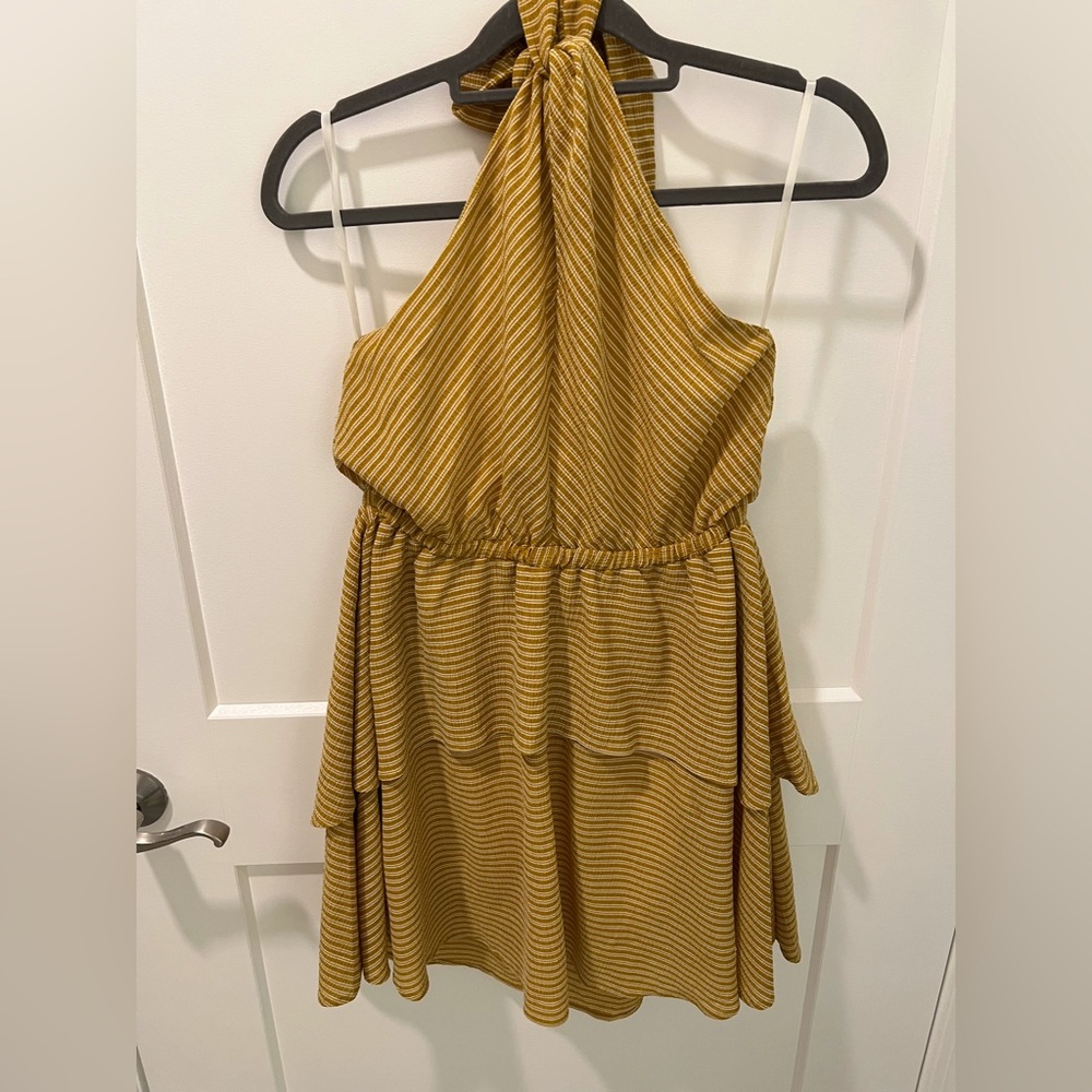 Mustard striped mini dress